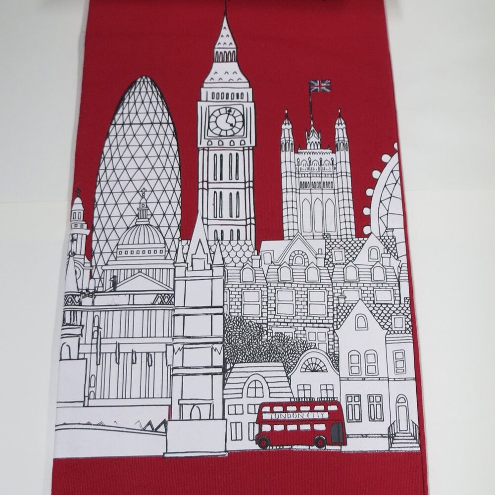 Red & White NEW architecture LONDON Hand Tea Towel art Cotton